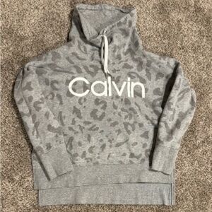 Calvin Gray Leopard Print Hoodie